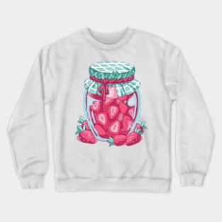 A cute red jar with some strawberry jam Crewneck Sweatshirt